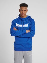 Hummel Go pamut Logo kapucnis kék pulóver