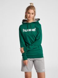 Hummel Go Logo pamut zöld női kapucnis pulóver