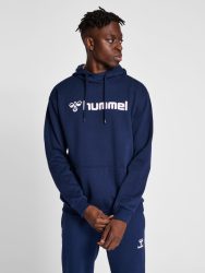 Hummel Mover pamut kapucnis sötétkék férfi pulóver