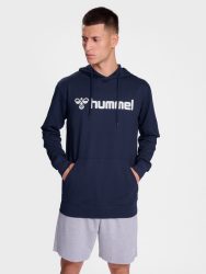 Hummel Go 2.0 Logo pamut kapucnis sötétkék unisex pulóver