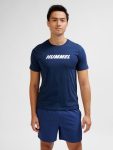 Hummel Elemental Logo pamut sötétkék unisex póló