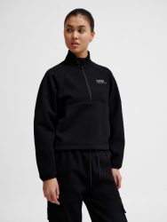 Hummel Tech Boxy pamut 1/2 cipzáros fekete női szabadidő felső