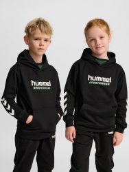 Hummel Jr Logo pamut kapucnis fekete gyerek pulóver