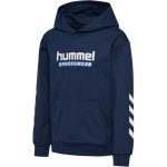 Hummel Jr Logo pamut kapucnis sötétkék gyerek pulóver