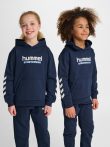   Hummel Junior Logo pamut kapucnis sötétkék gyerek pulóver