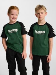  Hummel Junior Logo pamut sötétzöld gyerek póló