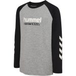 Hummel Junior Logo pamut hosszú ujjú szürke gyerek póló