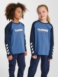 Hummel Junior Logo pamut hosszú ujjú kék gyerek póló