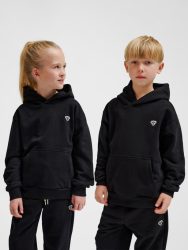 Hummel Jr Loose Bee pamut kapucnis fekete gyerek pulóver