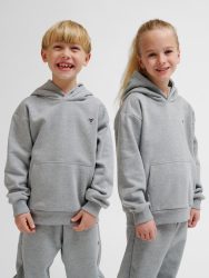 Hummel Jr Loose Bee pamut kapucnis szürke gyerek pulóver