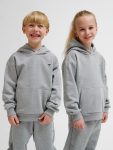 Hummel Junior Bee pamut kapucnis szürke gyerek pulóver