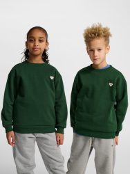 Hummel Jr Loose Bee pamut sötétzöld gyerek pulóver
