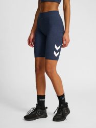 Hummel Pulse pamut Logo derékközépig érő feszes sötétkék női rövidnadrág