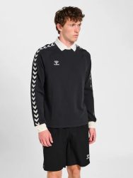 Hummel Root hosszú ujjú fekete férfi galléros póló