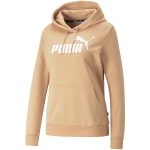 Puma Essentials Logo kapucnis barna női pulóver