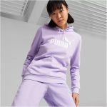 Puma Essentials Logo kapucnis lila női pulóver