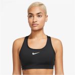   Nike Swoosh közepes tartású párnázott fekete női sportmelltartó