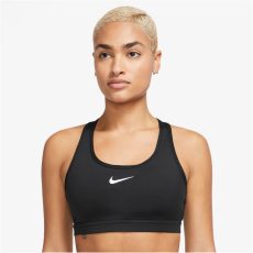 Nike Swoosh közepes tartású párnázott fekete női sportmelltartó