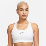    Nike Swoosh közepes tartású párnázott fehér női sportmelltartó