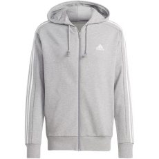 adidas Essentials 3 csíkos kapucnis szürke férfi cipzáras szabadidő felső