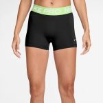   Nike Pro közepesderekú fekete/világoszöld női feszes rövidnadrág