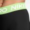 Nike Pro közepesderekú fekete/világoszöld női feszes rövidnadrág