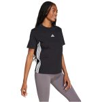 adidas Essentials 3 csíkos pamut fekete női póló