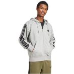   adidas Essentials 3 csíkos kapucnis szürke férfi cipzáros felső