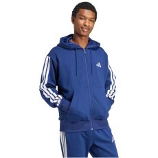 adidas Essentials 3 csíkos kapucnis kék férfi cipzáros felső