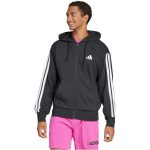   adidas Essentials 3 csíkos francia frottír kapucnis fekete férfi cipzáros felső