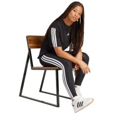  adidas Essentials 3 csíkos pamut fekete női feszes nadrág