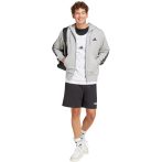  adidas Essentials 3 csíkos francia frottír kapucnis szürke férfi cipzáros felső