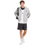   adidas Essentials 3 csíkos francia frottír kapucnis szürke férfi cipzáros felső