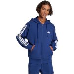   adidas Essentials 3 csíkos francia frottír kapucnis sötétkék férfi cipzáros felső