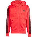   adidas Essentials 3 csíkos kapucnis piros férfi cipzáros felső