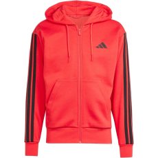 adidas Essentials 3 csíkos kapucnis piros férfi cipzáros felső