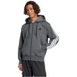  adidas Essentials 3 csíkos kapucnis sötétszürke férfi cipzáros felső