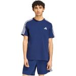 adidas Essentials 3 csíkos pamut sötétkék férfi póló