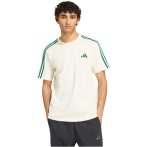 adidas Essentials 3 csíkos pamut bézs/zöld férfi póló