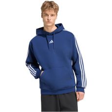 adidas Essentials 3 csíkos kapucnis sötétkék férfi pulóver
