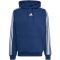 adidas Essentials 3 csíkos kapucnis sötétkék férfi pulóver