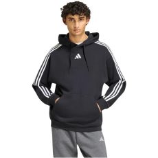 adidas Essentials 3 csíkos pamut kapucnis fekete férfi pulóver