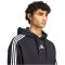 adidas Essentials 3 csíkos pamut kapucnis fekete férfi pulóver