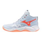 Mizuno Wave Momentum Pro Mid világoskék/narancs női kézilabda cipő Mizuno Wave Momentum Pro Mid világoskék/narancs női kézilabda cipő